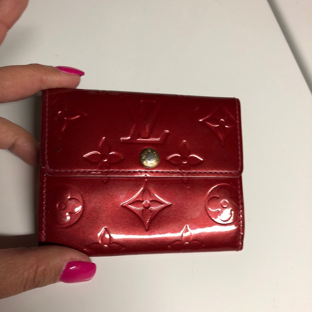 Louis Vuitton red Vernis compact wallet